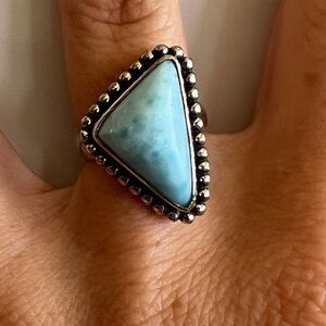 Sterling Silver Ring with Larimar Stone